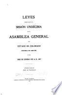 Leyes pasadas en la ... sesion de la Asembléa general del estado de Colorado