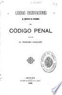 Ligeras observaciones al Proyecto de reformas del Código penal