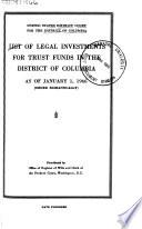 List of Legal Investments for Trust Funds in the District of Columbia