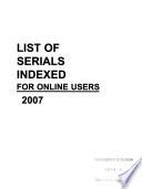 List of Serials Indexed for Online Users