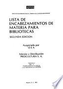 Lista de encabezamientos de materia para bibliotecas: Mat-Z. Encabezamientos en inglés y sus equivalentes en espanõl