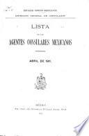 Lista de los agentes consulares mexicanos, abril de 1911