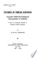 Luzzatto's Ethico-psychological Interpretation of Judaism