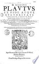 M. Accivs Plautus ex fide, atqve avctoritate complurium librorum manuscriptorum opera Dionys. Lambini... emendatus...