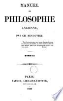 Manuel de philosophie ancienne