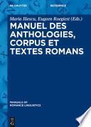 Manuel des anthologies, corpus et textes romans