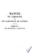 Manuel du libraire et de l'amateur de livres, contenant 1° un nouveau dictionnaire bibliographique... 2° une table en forme de catalogue raisonné