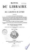Manuel du librairie et de l'amateur de livres