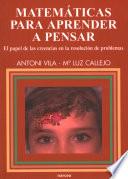 Matemáticas para aprender a pensar