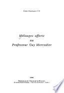 Mélanges offerts au professeur Guy Mercadier