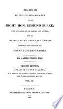 Memoir of the Life and Character of the Right Hon. Edmund Burke