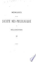 Mémoires de la Société Néo-philologique À Helsingfors