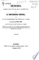Memoria acerca del estado de la enseñanza en la Universidad Central y en los establecimientos de su distrito incorporados a la misma durante el curso de...