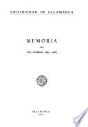 Memoria correspondiente al curso académico de anuario para el de Salamanca