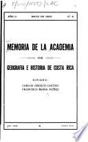 Memoria de la Academia de Geografía e Historia de Costa Rica