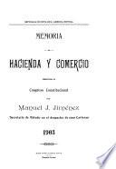 Memoria de la Secretaría de Hacienda y Comercio
