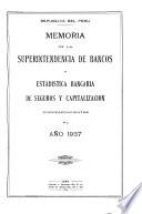 Memoria de la superintendencia de bancos y estadística bancaria de seguros y capitalización
