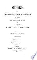 Memoria del Instituto de Segunda Enseñanza de Cádiz