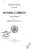 Memoria del Ministerio de Hacienda y Comercio