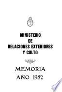 Memoria del Ministerio de Relaciones Exteriores y Culto