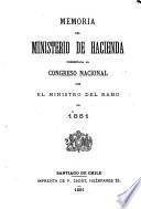 Memoria del Ministrio de Hacienda presentada al Congreso nacional