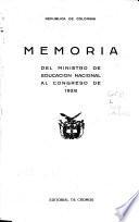 Memoria del Ministro de Educación Nacional