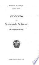 Memoria del Ministro de Gobierno al Congreso de ...