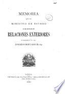 Memoria del Ministro de Relaciones Exteriores