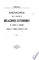 Memoria del Ministro de Relaciones Exteriores