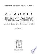 Memoria del Quinto Congreso Venezolano de Historia