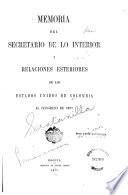 Memoria del Secretario de lo Interior i Relaciones Esteriores al Congreso ...