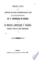Memoria leida en la apertura del Curso Academico de 1861 a 1862, en el Instituto Provincial de 2a Enseñanza de Gerona