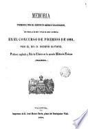 Memoria premiada por el Instituto Médico Valenciano con la medalla de oro y título de socio de mérito en el concurso de premios de 1861