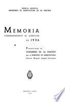 Memoria presentada al honorable Congreso por el Ministro