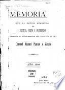 Memoria presentada por el director de la Penitenciaria central de Lima ... al Ministerio de justicía, instrucción y culto