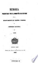 Memoria presentada por el ministro de estado en el departemento de guerray marina al congreso nacional