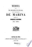 Memoria que el ministro de estado en el departemento de marina presenta al congreso nacional