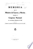 Memoria que el Ministro de Guerra y Marina presenta al Congreso Nacional en sus sesiones ordinarias de ...