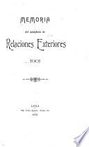 Memoria que el Ministro de Relaciones Exteriores presenta a la Legislatura Ordinaria de