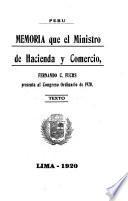 Memoria que presenta al Congreso de ... el Ministro de Hacienda y Comercio