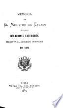 Memoria que presenta al Congreso nacional ...