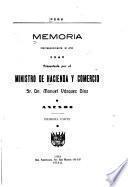 Memoria que presenta el Ministerio de Hacienda y Comercio