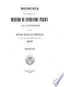 Memoria que presenta el Ministro de Instrucción Pública al Congreso de los Estados Unidos de Venezuela