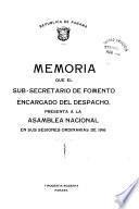Memoria que presenta el secretario ... á la Asamblea Nacional
