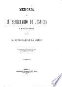 Memoria que Secretario de Estado y del Despacho de Justicia é Instrucción Pública