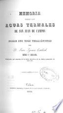 Memoria sobre las aguas termales de San Juan de Campos y sobre sus usos terapeúticos