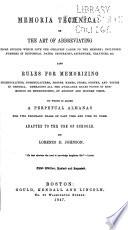 Memoria technica: or, The art of abbreviating ..., also rules for memorizing ...