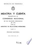 Memoria y cuenta ... presentada al Congreso Nacional en sus sesiones ordinarias