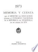 Memoria y cuenta que el Ministro de Educación presenta al Congreso Nacional de la República de Venezuela