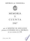 Memoria y cuenta que el Ministro de Educación presenta al Congreso Nacional de la República de Venezuela